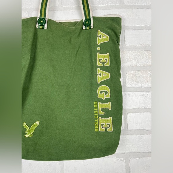 American Eagle Embroidered Everyday Tote Bag - Green w/Internal Zippered Pocket - Picture 3 of 8
